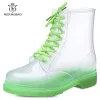 Boots Summer Women Rain Boots Fashion Waterproof Shoes Woman Nonslip Transparent Boots Female Candy Colors Outdoor Girl's Shoes