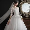 메인 웨딩 드레스 2024 스프링 새 One Shoulder Dream Slim Fit Mid Sleeve Lace Bride Qidi Forest 시리즈 대형 크기 웨딩 드레스