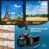 Cattura straordinari filmati 4K con la fotocamera per vlogging da 48 MP per YouTube, completa di microfono, treppiede, obiettivo grandangolare/macro e kit per la creazione di contenuti per i viaggi