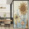 Window Stickers Privacy Windows Decorative Film Sunflower Pattern Frosted Glass Non-glue Static Cling Door For Home