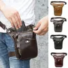 Sac de taille Vintage en cuir PU pour hommes et femmes, sac de jambe tombant, ceinture de hanche, multifonction moto vélo randonnée en plein air Camping