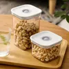 Opslagflessen Container 5pk Set Deksel 4" REGULIERE Seal Stapelbare Plastic Bus Jar Keukenkast Pantry Organizer Spice Pasta Snack