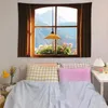 タペストリー美しい窓の風景夢のような背景ぶら下がっている布の屋内寝室の装飾壁布寮タペストリー240328