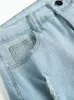 Mens Jeans Summer Ripped Shorts Men Hiphop Denim Pants Stretch Light Blue Fashion Design Slim Straight Male Short Hombre 230615 Drop D Dhwih