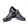 Casual Shoes Mens Loafers Pointed Toe Leather Printed Western Dress Fashion Slip On Business Party