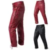 Men's Pants 2024 Gothic Leather Fashion Strappy Motorcycle American PU