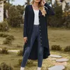 Women's Knits Womens Loose Fashion Casual Open Front Button Long Sleeve Chunky Knit Cable Blusas Turn Down Collar Oversized Lapel Cardigan