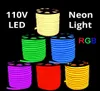 Corda de néon RGB AC 110V tira LED 50 metros ao ar livre à prova d'água 5050 SMD luz 60LEDsM com fonte de alimentação cortável em 1 metro1674808