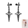 Boucles d'oreilles pendantes Punk Star Drop pour hommes et femmes, personnalité, Double boucle d'oreille en acier inoxydable noir, bijoux, 2024