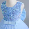 Luxury Girl Blue Sequined Dress 514T Children Formal Pageant Gala Prom Gown Bridesmaid Wedding Costume Graduation Clothes 240321