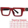 Sunglasses Vintage Red Square Reading Glasses Women Men Blue Light Blocking Computer Optical Presbyopia Eyeglasses 3