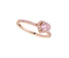 Oro rosa Pietra rosa Amore elevato Anelli cuore Scatola originale Set per vera fede nuziale in argento 925 con diamante CZ3048393