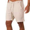 Męskie szorty męskie szorty nowe bawełniane lniane szorty 2021 Summer stały kolor koronki sportowe szorty męskie Mens High talia koszula sportowa plus size S-3XLC240402