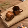Tasses Saucers tasse en bois rétro rétro à la main de haute qualité en bois massif en bois solide réutilisable thé de cuisine ménage