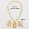 Necklace Earrings Set Italian Golden Color Jewelry Elegant Party Flower Design Pendant And Chain African Dubai