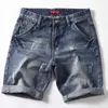 Men's Shorts Mens gray denim shorts and jeans high-quality mens cotton knee length short jeans summer mens oversized denim shortsL2404