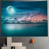 Tapices Playa Luna Noche Cielo Fondo Decoración del hogar Tapiz Hippie Bohemia Dormitorio Sábana Toalla Yoga Mat