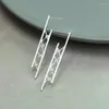 Dangle Küpe Seyirci S925 STRING Silver Zirconia Kadınlar Minimalist Geometrik Kişiselleştirilmiş INS Tasarımı