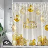 Rideaux de douche Joyeux Noël Rideau Boules de Noël Cadeau Année Tenture murale Maison Salle de bain Décoration Polyester Tissu Ensemble de bain