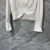 Bluzki damskie 2024 Modna długotropiwana seksowna swobodna lapa załamana plisowana krótka koszula z siecią 0228