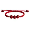 Bracelet tissé rouge chinois à perles rondes, fait à la main, corde réglable, chaîne à maillons pour la chance et la fortune, goutte de Otnkp