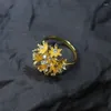 Pierścienie klastrowe spotykają szczęście Sterling Srebrny Cornflower Light Luksusowy kwiatowy romantyczny styl Ins Naturalny otwarty pierścień