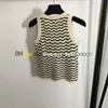 Corrugated Hollow Knit Vest Fashion Beaded Diamond Logo Knitted Tops Summer Sexy Breathable Hollow Knit Tank Top