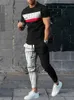 2023 Mannen Trainingspak Korte Mouw T-shirt Lange Broek 2 Delige Set Outfit Oversized Kleding Jogger Sportkleding 3D Print Broek pak 240321