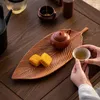 Tallrikar 2Styles träbladform Formfriskhet Tray Fruit Dessert Plate Japanese Style Bread Decorative Table Seary