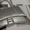 Flash Diamond Hourglass handbag full diamond Flash diamond single shoulder oblique span bag 2024 new women's bag