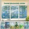 Window Stickers European Style Stained Privacy Film Static Cling Retro Village Oil Målning Art Frosted Glass Sticker