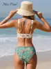 Paisley Fringe Bralette e Reversível Hipster Mid Cintura Bikini Set Para Mulheres Duas Peças Maiô Trajes de Banho 240402