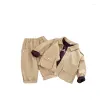 Kledingsets Childrens Dragen Spring Suit Koreaanse stijl Topbroek Tweedelig modieuze vreemde vaste kleurendruppel levering Baby Kids Mate Otyu3