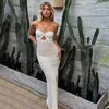 Kinted sexig ihålig bandeau klänning vit virkning tunika bikini täcker kvinnor sommar strandkläder baddräkt cover up beach 240402