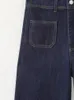 Jeans pour femmes 2024 automne léger style mature marine poche d'air décoration baril droit taille haute