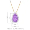 Pendant Necklaces EYIKA Luxury Women Jewelry Pink Purple Fusion Crystal Zircon Water Drop Necklace Two Color Plated Wave Chain Colar