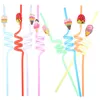 Disposable Cups Straws 8 Pcs Styling Straw Party Favor Drinking Cocktail Garnish Fun Curly Twisted Ice Cream Birthday