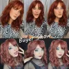 Perruques Red Brown Wig Synthetic Wigs Bob Wig Wigs avec une frange pour femmes noires Perruque à chaleur Cosplay Resplay Party Party