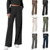 Women's Pants Long Straight Suit For Summer Solid Wide Leg High Elastic Waisted Business Work Trousers