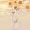 Cluster Rings Vintage Daisy Flower For Women Korean Style Adjustable Opening Finger Ring Bride Wedding Engagement Statement Jewelry Set