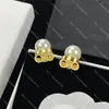 CE Pearl Earrings Gold Silver Color Studs Designer Utsökta kvinnorörhängen gåva för festjubileum