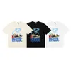 Meichao Rhude Coconut Racing Print High Street oversized losse casual T-shirt met korte mouwen voor mannen en vrouwen