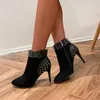 Casual Shoes Pointed Toe Stiletto stor storlek Fashion Short Boots Women 2024 Spring och Autumn Rivet Buckle High-Heeled Ankel