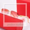 Buffs Neueste Modemenschen Designer Sonnenbrille Frau Brille Holzbankt Schläfe Diamant Randless Rechteck Sonnenbrille Freizeit Sonnenschutz Anti Ultraviolett Eye 868