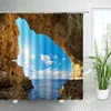 Duschgardiner Dusk Ocean Cave Sea Wave Natural Landscape Tyg Badrum dekoration badkar chic badgardin med krokar