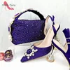 Scarpe eleganti 2024 Design speciale di alta qualità color vino da donna africana e set di borse con cristalli scintillanti per la festa di nozze