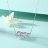 New Silver Diamond Zircon Leaf Necklace with Female Crowd Design Collar Chain