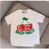 T-Shirts Kids Fashion Tshirts Luxury Designer T Shirt Tops Tees Boys Girls Red Cherries Embroidered Letter Cotton Short Sleeve Plove Dhpsi