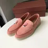 Casual Schuhe 2024 frauen Sommer Frühling Zu Fuß Bequeme Wildleder Flache Bottomedmetal Fahren Luxus Designer Marke Loafer