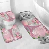 Shower Curtains Sets U Shape Mat Non-Slip Rug Bathroom Accessories Fashion Pink My Love Rugs Waterproof Fabric